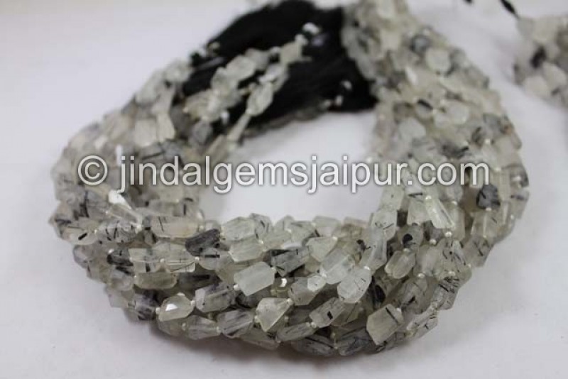 Black Rutile Faceted Nugget Beads